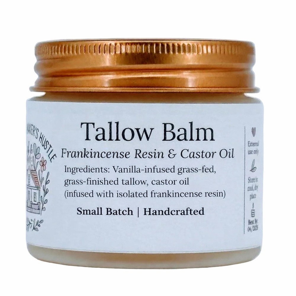 Handcrafted Tallow‎ Balm – Frankincense Resin & Castor Oil – 2 oz